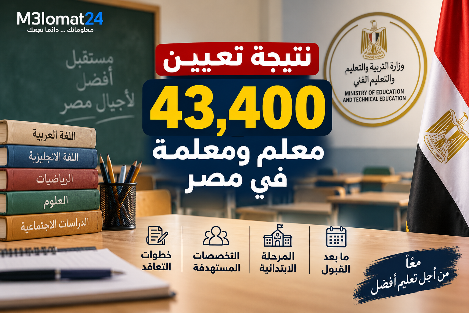 تعيين 43 ألف معلم في مصر ونتيجة الدفعة الخامسة