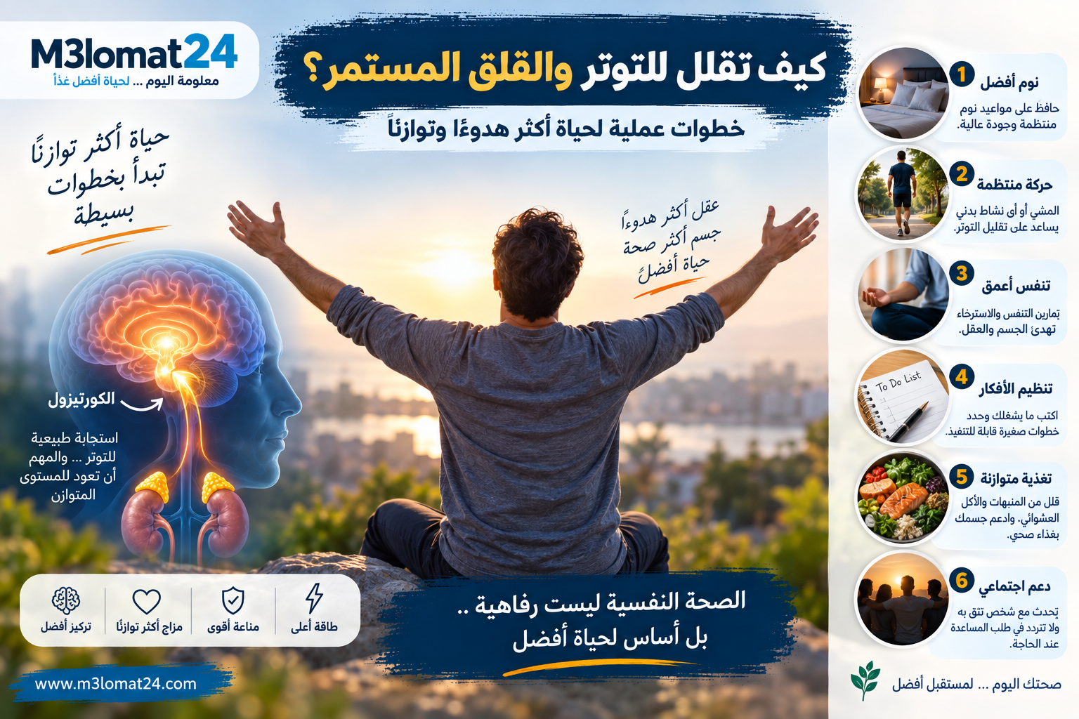خطوات عملية لتقليل التوتر والقلق المستمر وتحسين التوازن النفسي