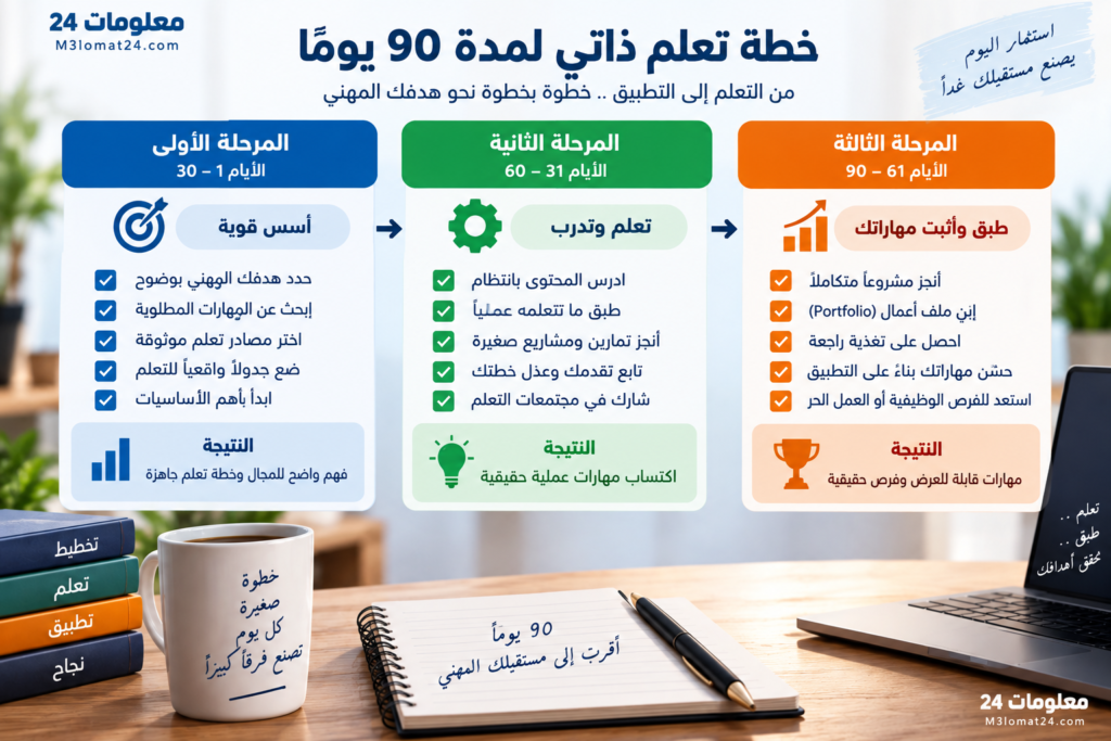 مراحل بناء خطة تعلم ذاتي من تحديد الهدف إلى إثبات المهارة
